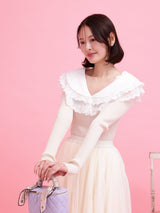 Frill Collar Rib Knit