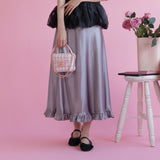 Hem Frill Satin Skirt
