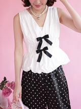 Bicolor Ribbon Blouse