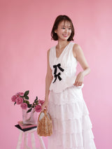 Bicolor Ribbon Blouse