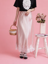 Lace Satin Skirt