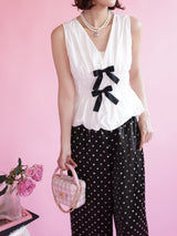 Bicolor Ribbon Blouse - MAISON MARBLE