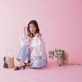 Cotton Off Shoulder Bl - MAISON MARBLE
