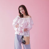 Cotton Off Shoulder Bl - MAISON MARBLE