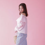 Cotton Off Shoulder Bl - MAISON MARBLE