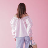 Cotton Off Shoulder Bl - MAISON MARBLE