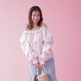 Cotton Off Shoulder Bl - MAISON MARBLE