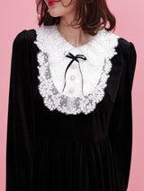 Crystal Collar Velour Dress - MAISON MARBLE