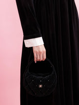 Crystal Collar Velour Dress - MAISON MARBLE