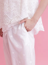 Embroidery Cotton Set Pants - MAISON MARBLE