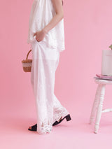 Embroidery Cotton Set Pants - MAISON MARBLE