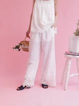 Embroidery Cotton Set Pants - MAISON MARBLE