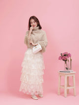 Flower Lace Tiered Skirt - MAISON MARBLE