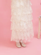 Flower Lace Tiered Skirt - MAISON MARBLE