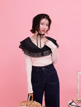 Frill Collar Rib Knit - MAISON MARBLE
