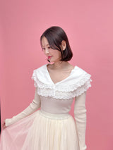 Frill Collar Rib Knit - MAISON MARBLE