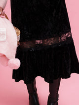 Frill Velour Cami Dress - MAISON MARBLE