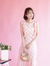 Gingham Frill Dress - MAISON MARBLE