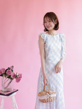 Gingham Frill Dress - MAISON MARBLE