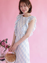 Gingham Frill Dress - MAISON MARBLE