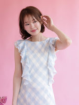Gingham Frill Dress - MAISON MARBLE
