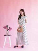 Gingham Frill Dress - MAISON MARBLE