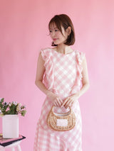 Gingham Frill Dress - MAISON MARBLE