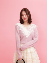 Glitter Lace V Knit - MAISON MARBLE
