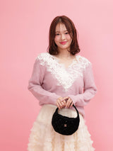 Glitter Lace V Knit - MAISON MARBLE