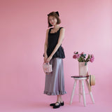 Hem Frill Satin Skirt - MAISON MARBLE
