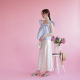 Hem Frill Satin Skirt - MAISON MARBLE