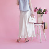 Hem Frill Satin Skirt - MAISON MARBLE