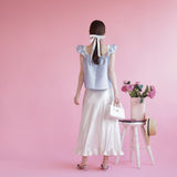 Hem Frill Satin Skirt - MAISON MARBLE
