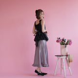 Hem Frill Satin Skirt - MAISON MARBLE