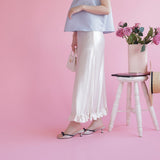 Hem Frill Satin Skirt - MAISON MARBLE
