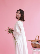 Lace Volume Long Dress - MAISON MARBLE