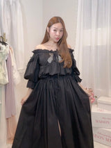 Lace Volume Long Dress - MAISON MARBLE