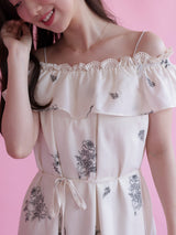 Monotone Embroidery Dress - MAISON MARBLE