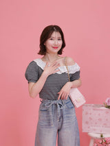 Off shoulder Puff Tee - MAISON MARBLE