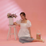 Olivia Puff Blouse White - MAISON MARBLE