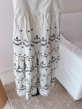 【PRE ORDER】Embroidery Stripe Dress - MAISON MARBLE
