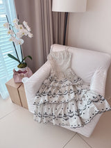 【PRE ORDER】Embroidery Stripe Dress - MAISON MARBLE