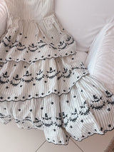 【PRE ORDER】Embroidery Stripe Dress - MAISON MARBLE