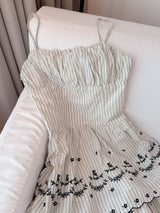 【PRE ORDER】Embroidery Stripe Dress - MAISON MARBLE