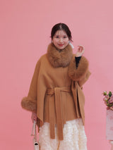 【PRE ORDER】Wool 100% Anna Cape Coat - MAISON MARBLE
