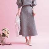 Rose Jacquard Knit Skirt - MAISON MARBLE