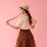 Gingham Straw Hat - MAISON MARBLE