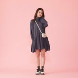 High Collar Satin Dress - MAISON MARBLE