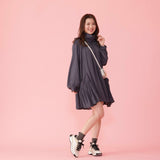 High Collar Satin Dress - MAISON MARBLE
