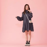 High Collar Satin Dress - MAISON MARBLE